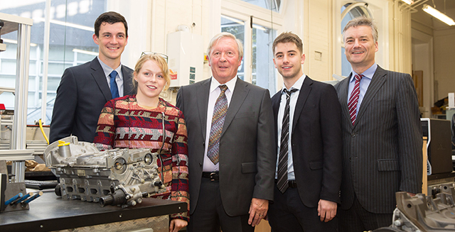 L to R: Darragh McKay, Senior Freshman, Engineering; Cara O'Brien, Senior Freshman, Engineering with Management; Eric Kinsella, Creator of the Scholarship; Stefano Lupo, Junior Freshman, Engineering with Management; Dr Patrick Prendergast, Provost, Trinity College Dublin
